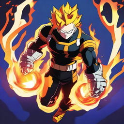 This is a digital art image featuring the character Endeavor from the series My Hero Academia