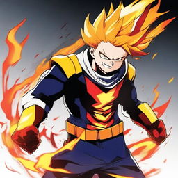 This is a digital art image featuring the character Endeavor from the series My Hero Academia