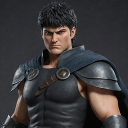 Generate a hyper-realistic image of Berserk anime featuring the entire Band of the Falcon, and particularly Griffith and Sans. The focus is on highly detailed character likenesses, 3D textures and dynamic interaction.