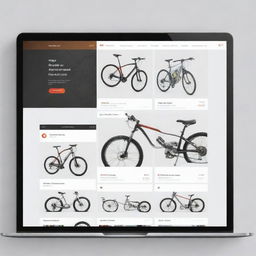 Design an image of a highly interactive and inviting e-market platform specializing in bicycles, featuring an array of bicycles, components, and accessories organized in easy-to-navigate categories.