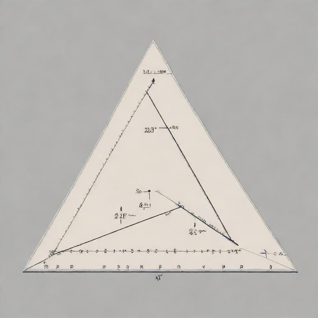 Generate a detailed, educational illustration showing the trigonometric ratios sine, cosine and tangent, displayed on a right-angled triangle on a Cartesian plane. Label each ratio and triangle side clearly.