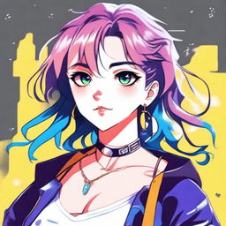 A high-quality digital art image featuring an anime girl styled in 90s fashion