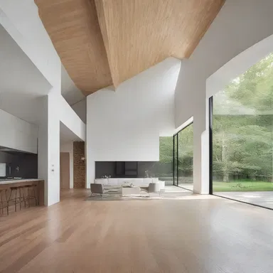 The implication of the open floor plan in modern architecture is that it promotes a sense of spaciousness and encourages social interaction.