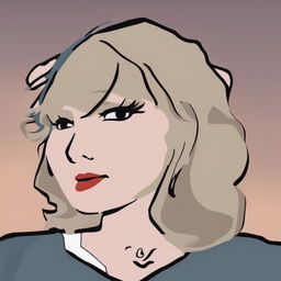 A high-quality digital art piece that combines the Wojak meme style with the likeness of pop star Taylor Swift