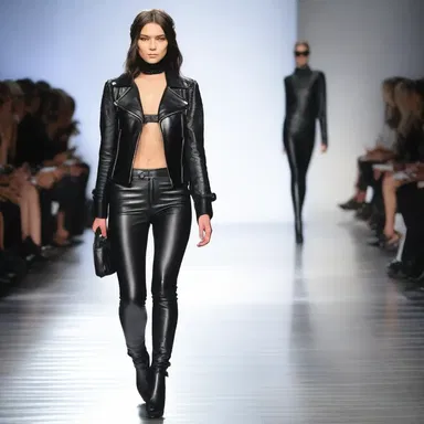 She walked down the runway, dressed eviIly in a black leather outfit and fierce makeup.