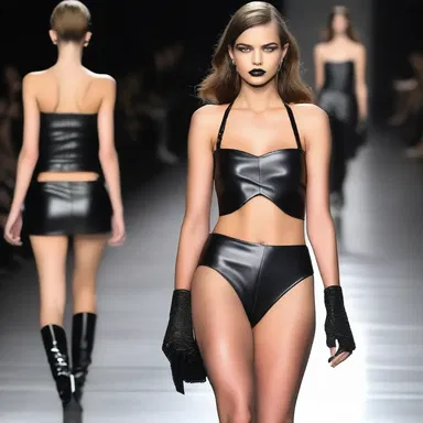 She walked down the runway, dressed eviIly in a black leather outfit and fierce makeup.