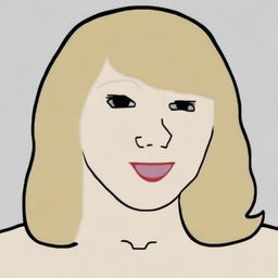 A high-quality digital art piece that merges the likeness of Taylor Swift with the iconic Wojak meme style