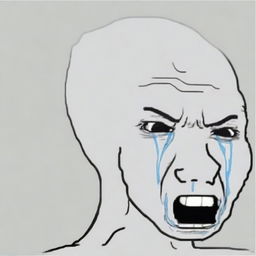 A high-quality digital art of a Wojak character resembling Cristiano Ronaldo, depicted as crying out in rage