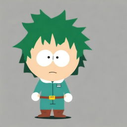 A high-quality digital art piece that portrays the character Midoriya from My Hero Academia in the unique and recognizable style of South Park