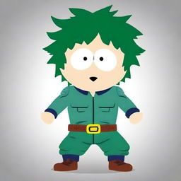 A high-quality digital art piece that portrays the character Midoriya from My Hero Academia in the unique and recognizable style of South Park