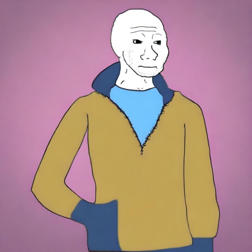 A digital art image that combines the distinctive character styles of Bojack Horseman and Wojak