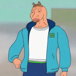 A digital art image that combines the distinctive character styles of Bojack Horseman and Wojak