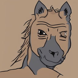 A high-quality digital art piece that combines the Wojak meme style with the likeness of BoJack Horseman from the popular animated series