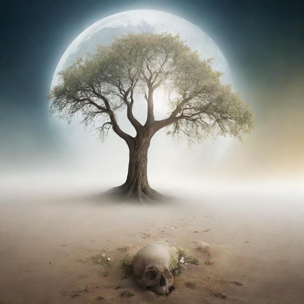 Conceptual image visualizing 'life after death', characterized by a peaceful, ethereal, or otherworldly atmosphere, possibly representing common spiritual beliefs or mythological concepts.