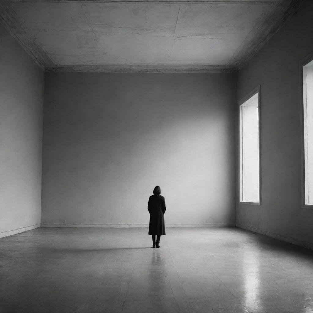 A poignant image capturing the essence of loneliness, possibly a single figure in a vast landscape or an empty room.