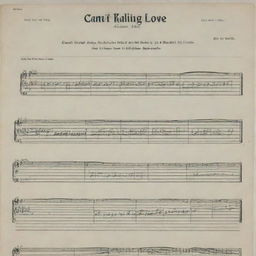 Sheet music for the song 'Can't Help Falling in Love' with notes highlighted and title beautifully inscribed at the top