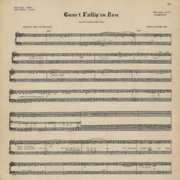 Sheet music for the song 'Can't Help Falling in Love' with notes highlighted and title beautifully inscribed at the top