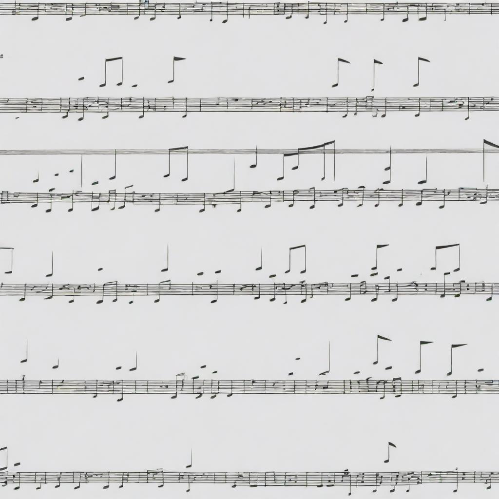 An array of assorted musical notes with varying lengths, pitches, and positions.