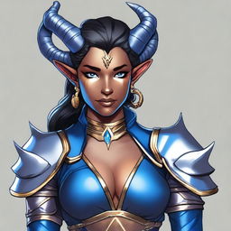 A high-quality digital art piece showcasing a Tiefling character from Dungeons and Dragons