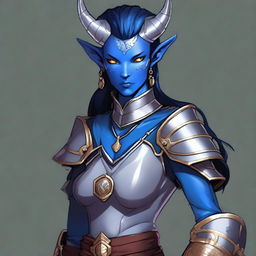 A high-quality, flat digital art image of a Dungeons and Dragons character, a Tiefling