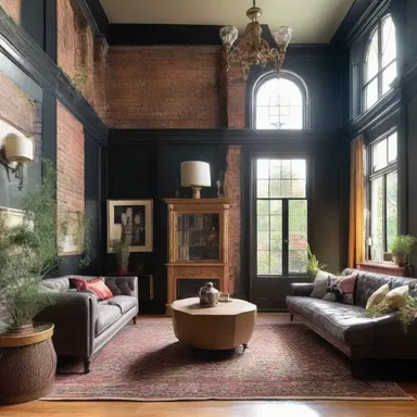 The eclectic house featured a hodgepodge of architectural styles, combining elements of modern, Victorian, and industrial design.
