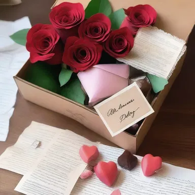 The gift box she received was a hodgepodge of chocolates, flowers, and love letters from her secret admirer.