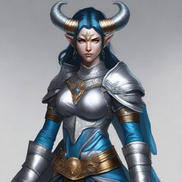 A high-quality digital art image of a Teifling character from Dungeons and Dragons