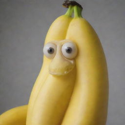 A sentient banana immersed in deep thought, with expressive eyes and a thoughtful expression.