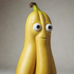 A sentient banana immersed in deep thought, with expressive eyes and a thoughtful expression.