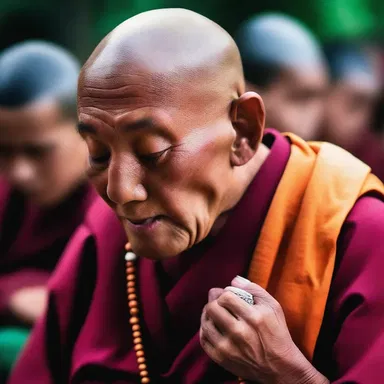 During the religious ceremony, the monk's prayer beads seemed to follow his movements as the lateral rectus muscle turned his eyeballs outward.