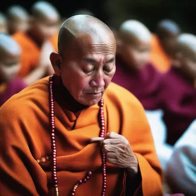 During the religious ceremony, the monk's prayer beads seemed to follow his movements as the lateral rectus muscle turned his eyeballs outward.