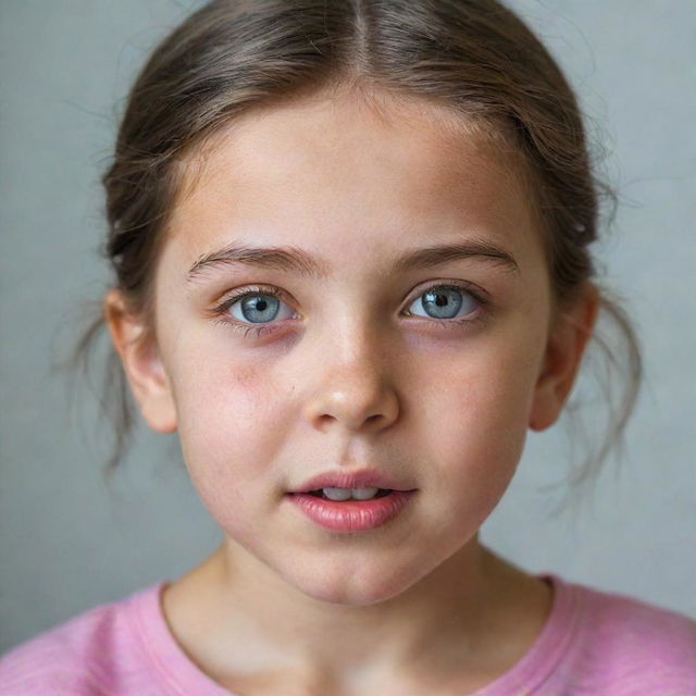 A young girl showing a range of vivid, powerful emotions, her eyes welling up and brimming with expressive intensity.