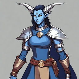 An image of a Dungeons and Dragons character, a Tiefling, is depicted in a flat design style