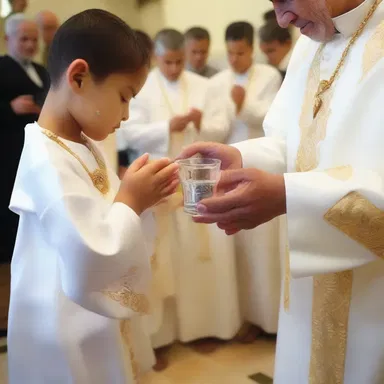 The holy water used in the baptism ceremony is prepared as an isotonic solution to symbolize purity and unity with the divine.