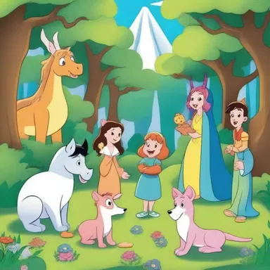 In the cartoon show, the characters often venture into a mythical place filled with magical creatures and enchantments.