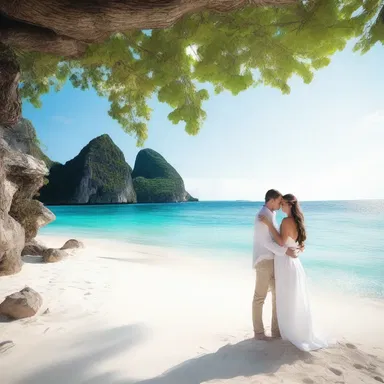 The couple dreamt of their honeymoon in a mythical place, with white sand beaches and crystal-clear turquoise waters.