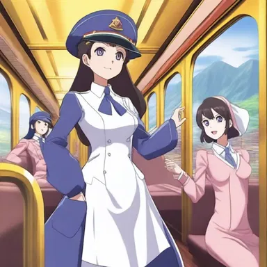 In the popular anime series, the conductress skillfully guided passengers on the magical train through diverse realms.