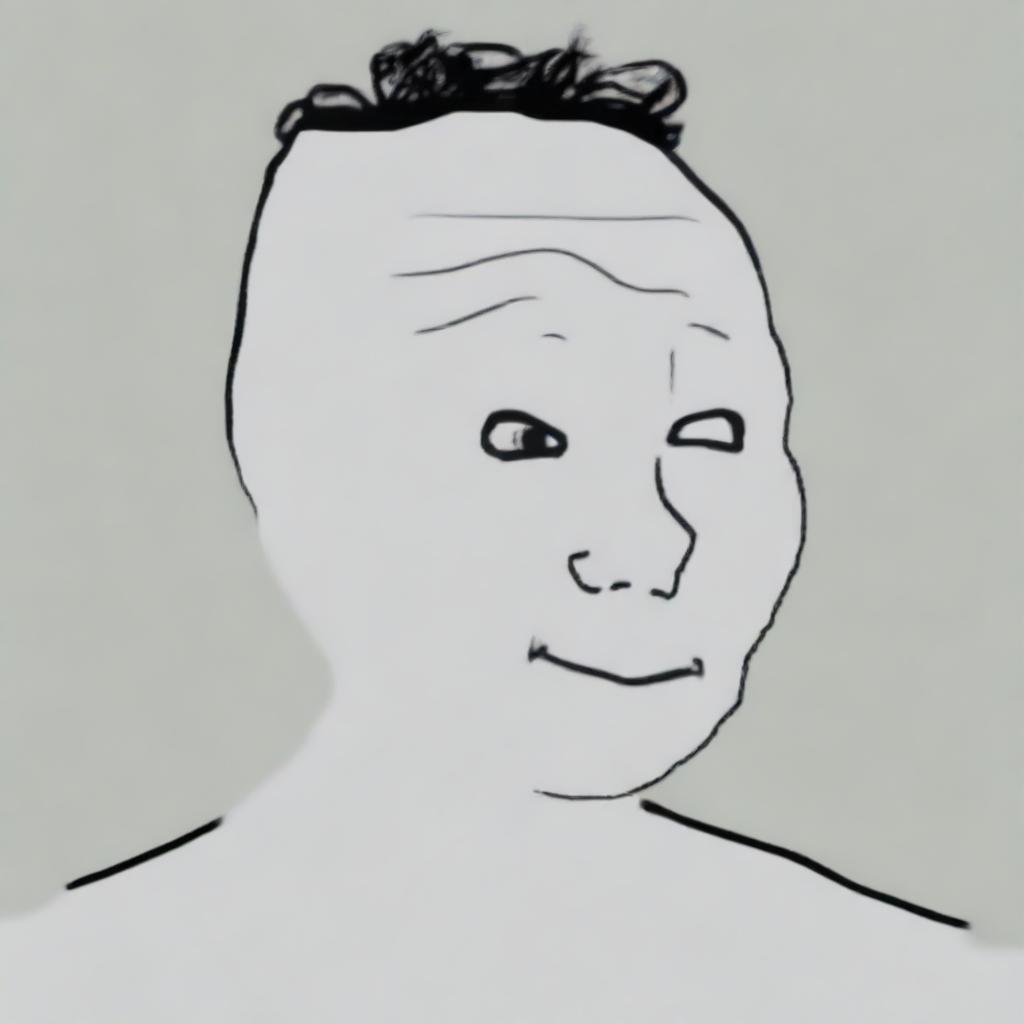 This is a high-quality digital art image that portrays Elon Musk in the iconic Wojak meme style