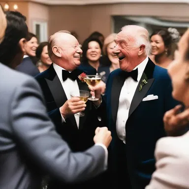 At the party, the gentleman playfully told a joke that had everyone bursting into laughter.