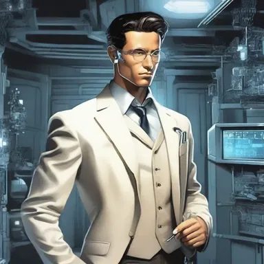 In the science fiction novel, the protagonist is depicted as a gentleman with advanced technological gadgets.