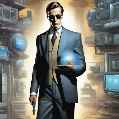 In the science fiction novel, the protagonist is depicted as a gentleman with advanced technological gadgets.