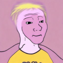 A digital art piece that portrays a fusion of popular internet meme, Wojak, and the character Dio Brando from JoJo's Bizarre Adventure