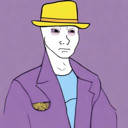 This is a high-quality digital art piece depicting the fusion of the internet meme, Wojak, and Jotaro Kujo from JoJo's Bizarre Adventure