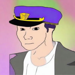 This is a high-quality digital art piece depicting the fusion of the internet meme, Wojak, and Jotaro Kujo from JoJo's Bizarre Adventure