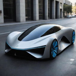 Futuristic car boasting sleek and modern design, incorporating advances in technology and aerodynamics