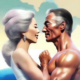 A digital art image illustrating a mature love story