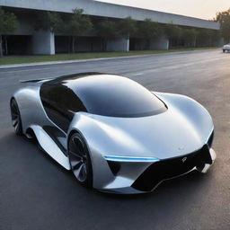 Futuristic car boasting sleek and modern design, incorporating advances in technology and aerodynamics