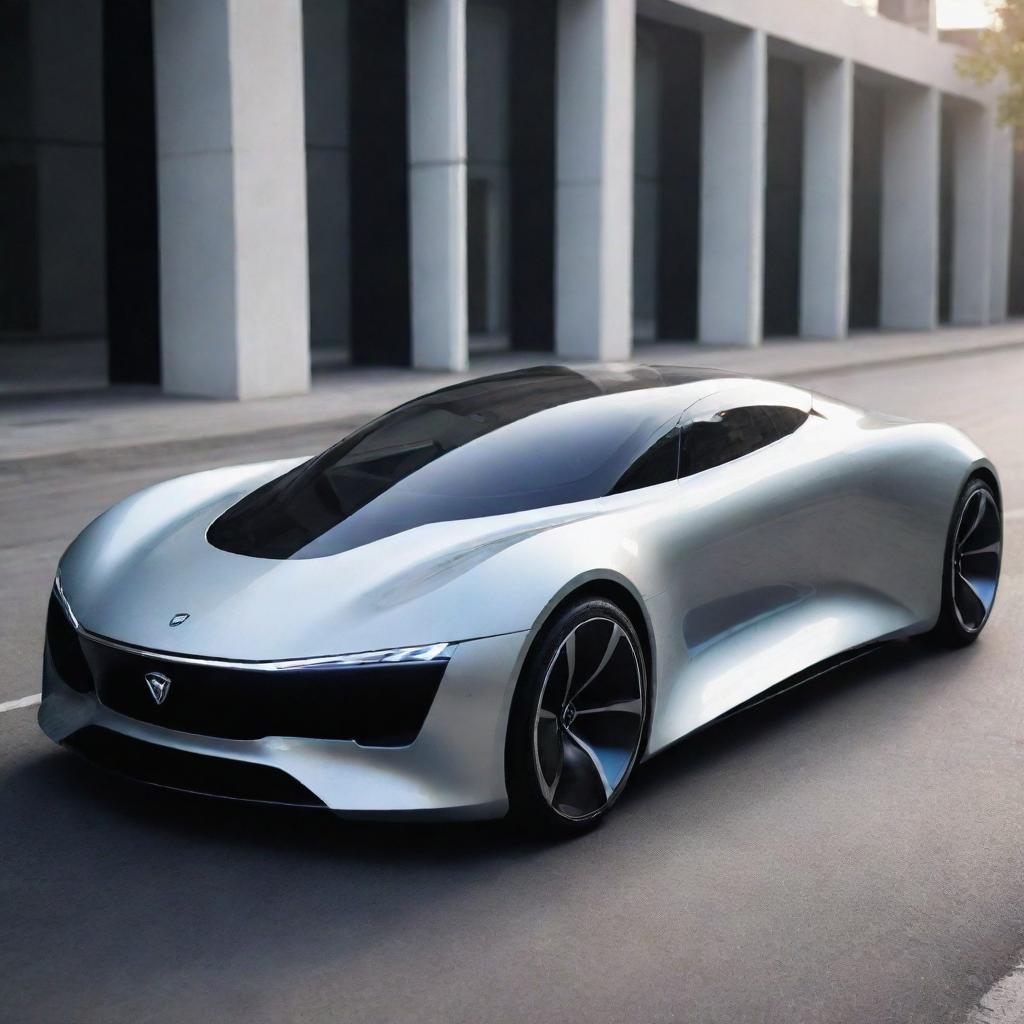 Futuristic car boasting sleek and modern design, incorporating advances in technology and aerodynamics