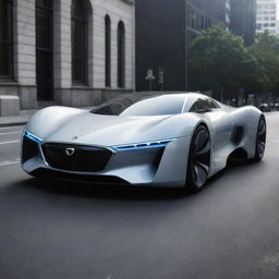 Futuristic car boasting sleek and modern design, incorporating advances in technology and aerodynamics