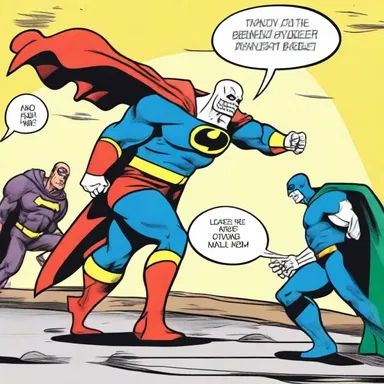 In the comic strip, the superhero's trapezoid bone was broken during a battle with the villain.